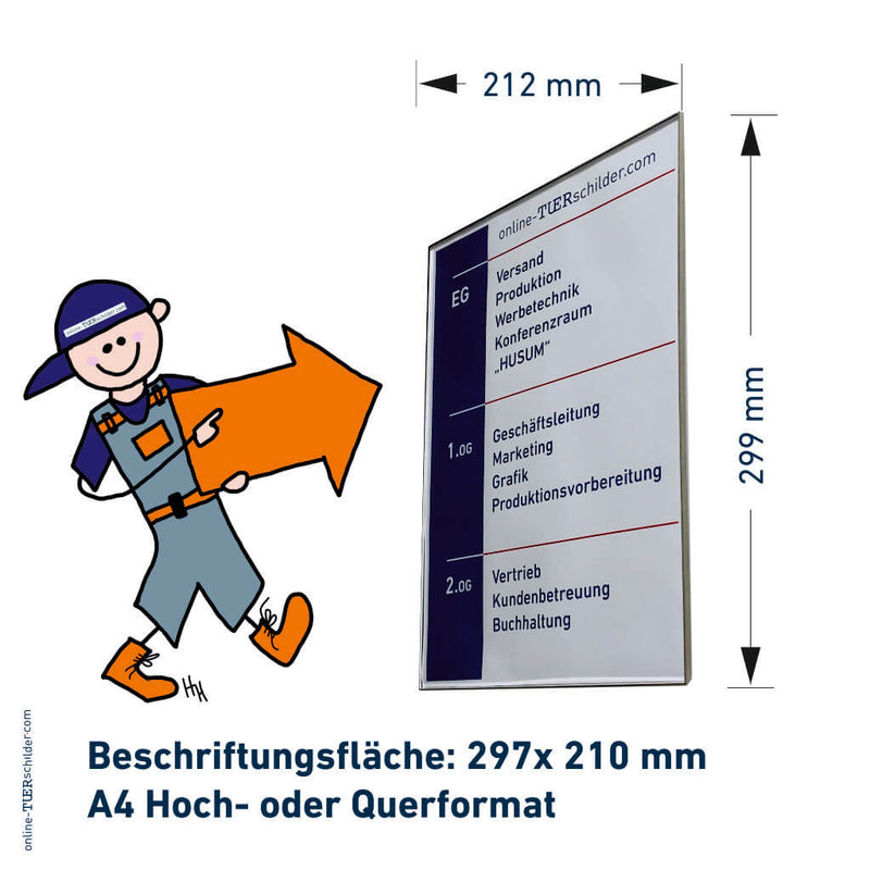 Türschild Büro Laboe in 6 Größen mit Acrylglas, Wanne aus Edelstahl