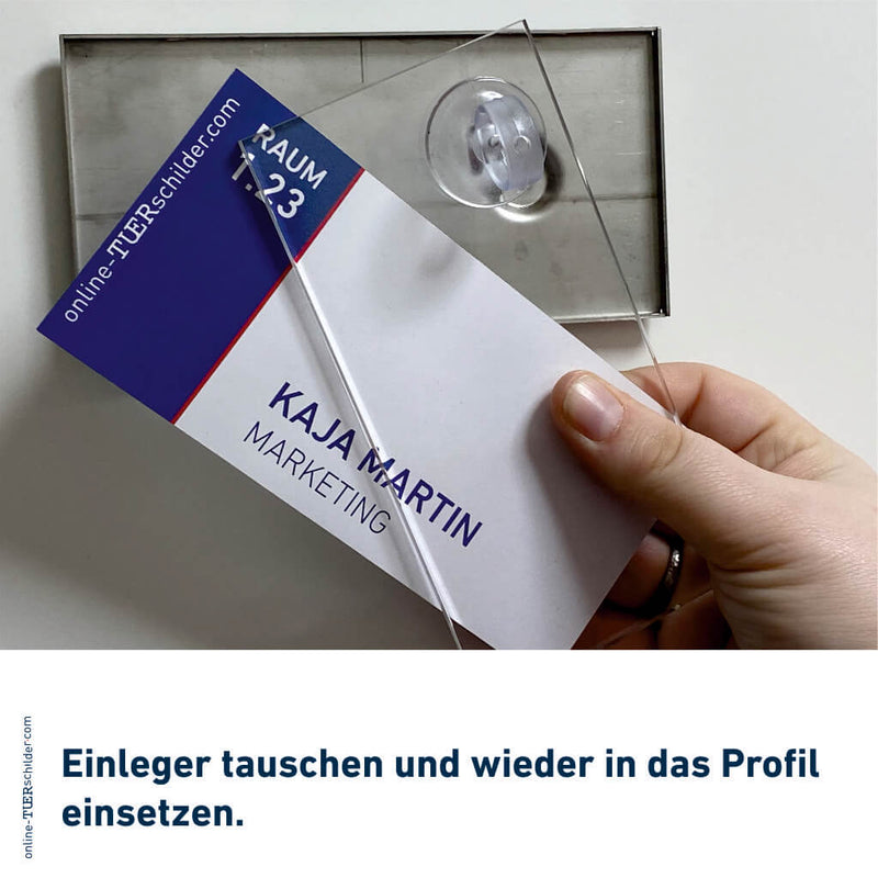 Türschild Büro Laboe in 6 Größen mit Acrylglas, Wanne aus Edelstahl