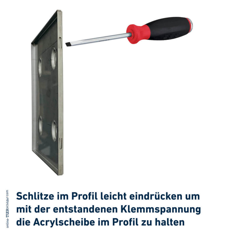 Türschild Büro Laboe in 6 Größen mit Acrylglas, Wanne aus Edelstahl