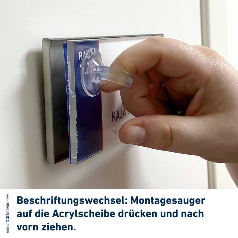Türschild Büro Laboe in 6 Größen mit Acrylglas, Wanne aus Edelstahl