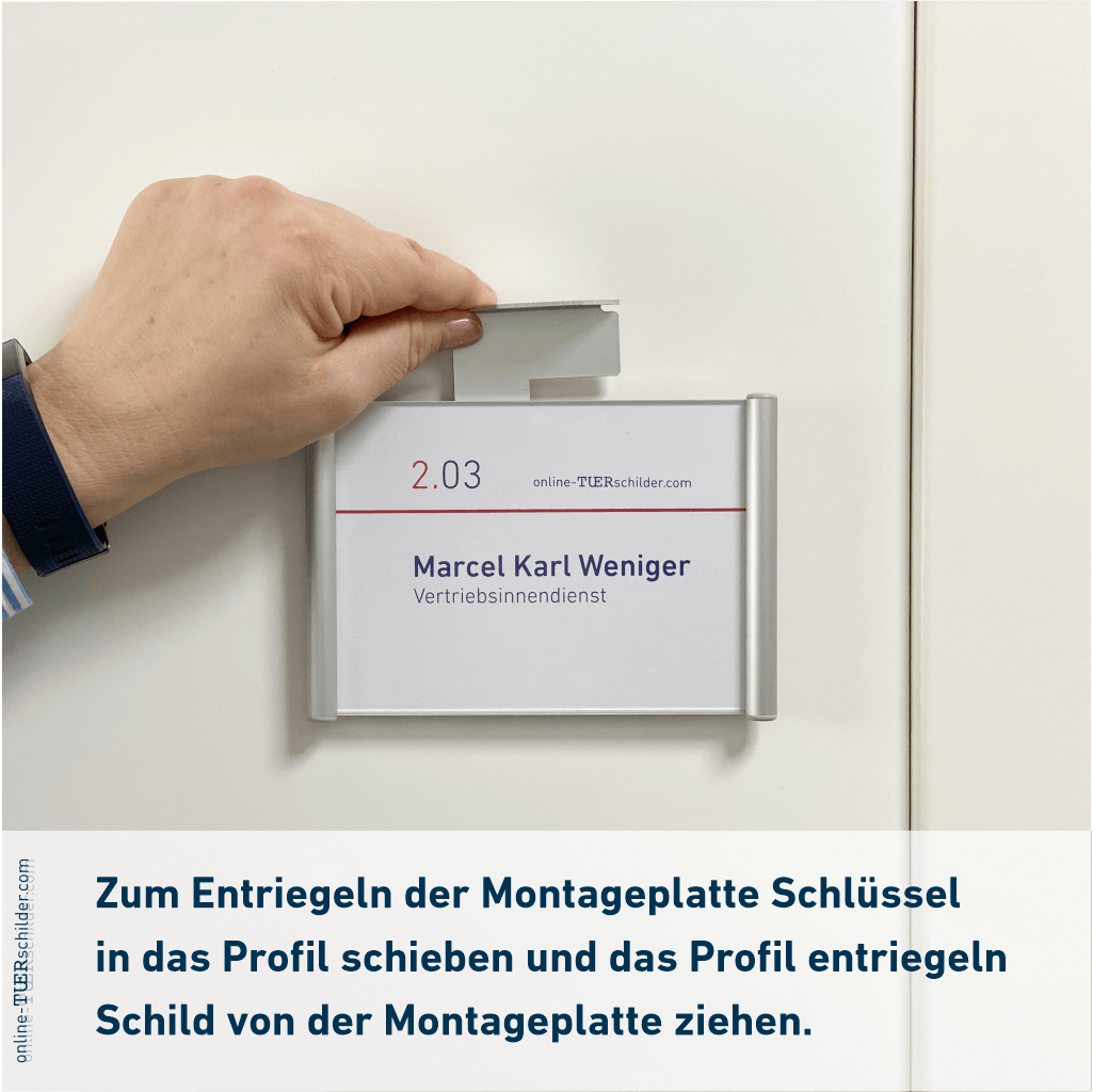 Montageschlüssel zum Lösen des Schildes von der Montageplatte