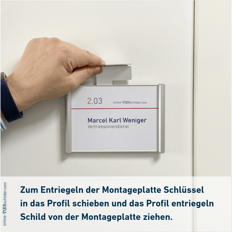 Montageschlüssel zum Lösen des Schildes von der Montageplatte