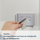 Montageschlüssel zum Lösen des Schildes von der Montageplatte