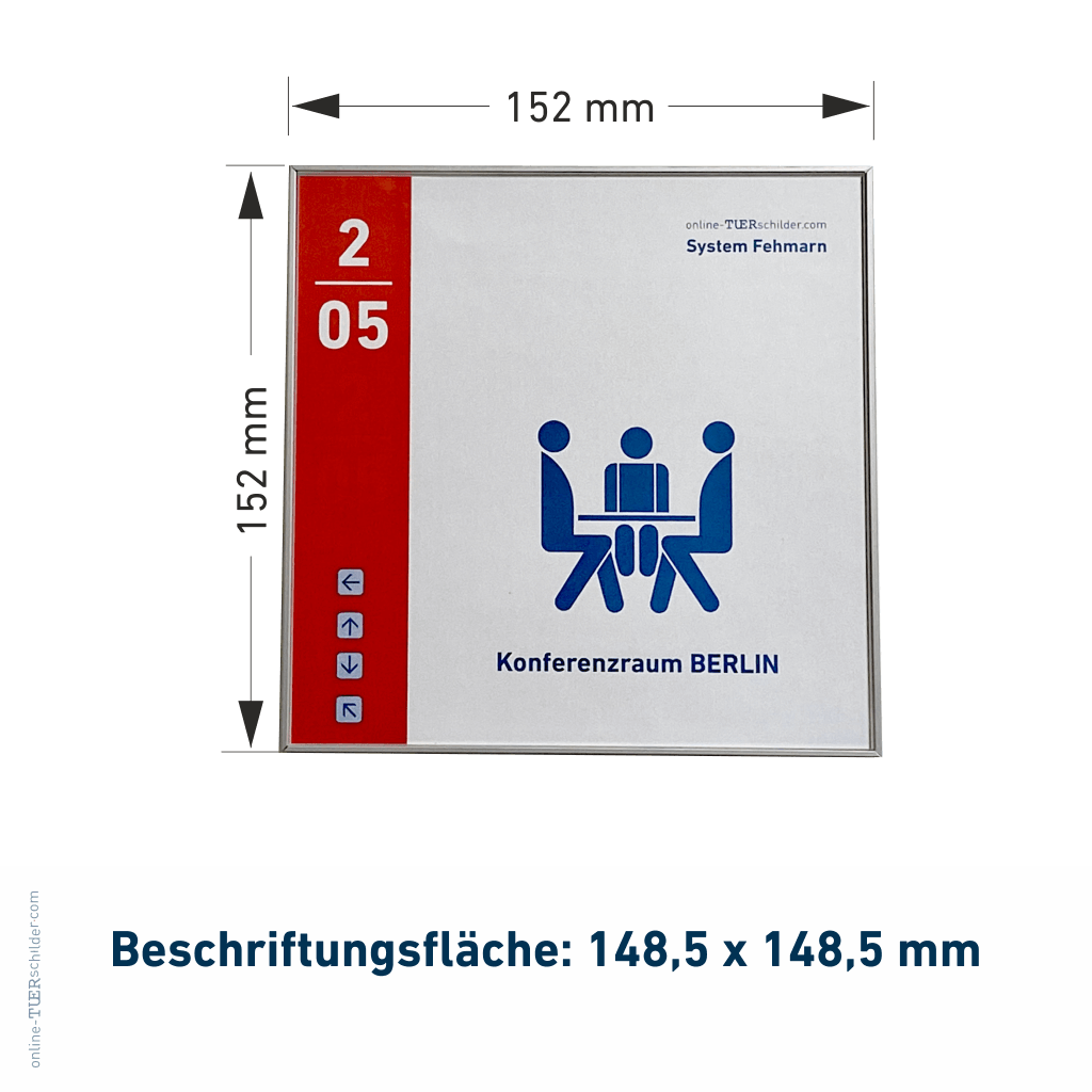 Türschild Büro Fehmarn in 19 Größen - Türschilder mit Alu Rahmen mit Acrylglas