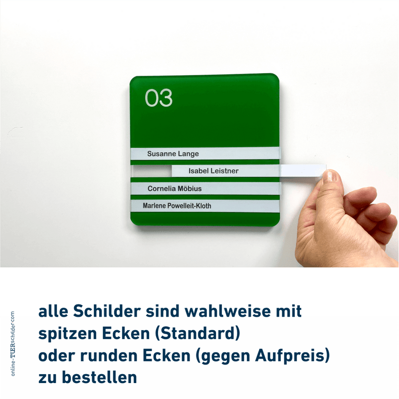 Türschilder Flensburg für Ihr Büro erhältlich in 5 Größen - aus Acryl mit Nuten zum Selbstbeschriften