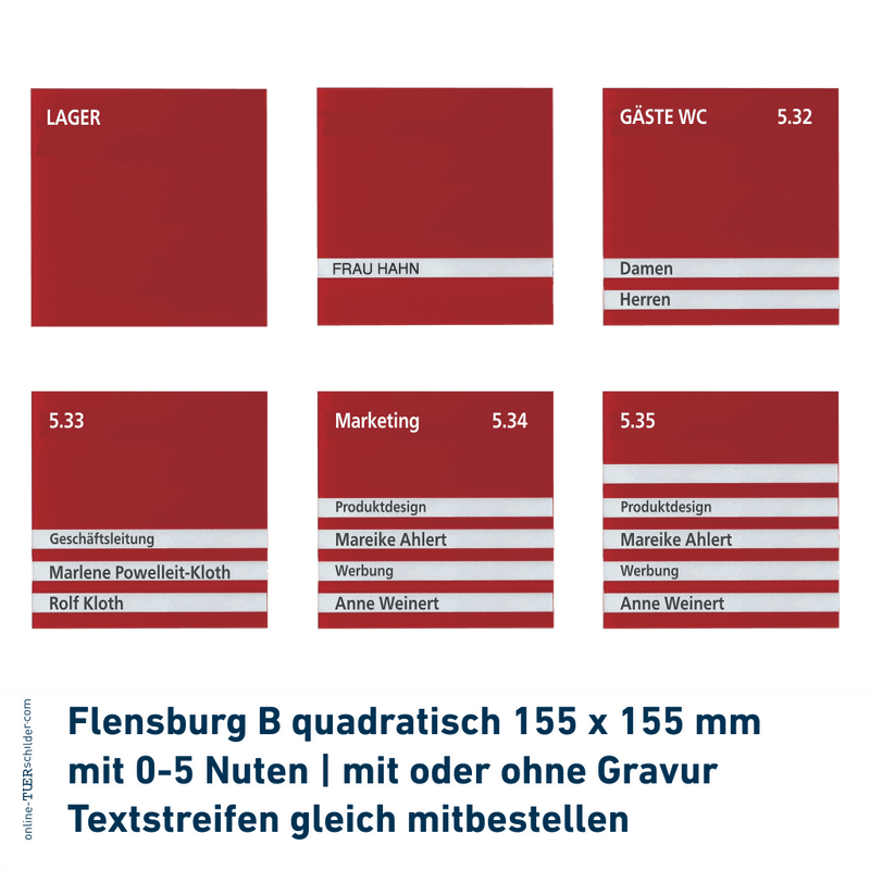 Türschilder Büro in 5 Größen - aus Acryl mit Nuten zum Selbstbeschriften - Türschild Flensburg