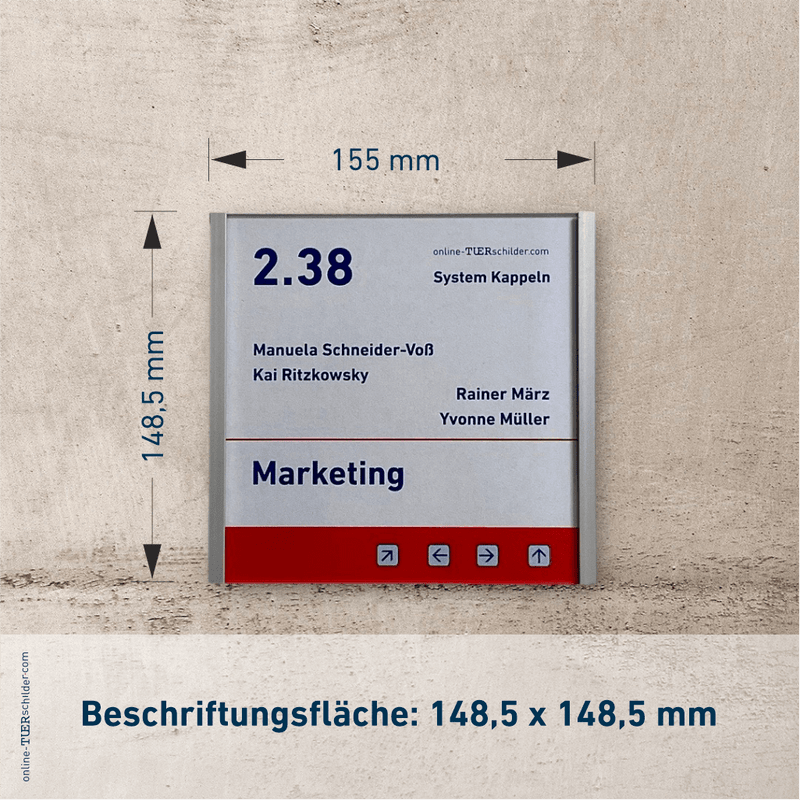 Türschilder Kappeln für Ihr Büro in 9 Größen aus Alu-Stangenprofil, Acrylglas