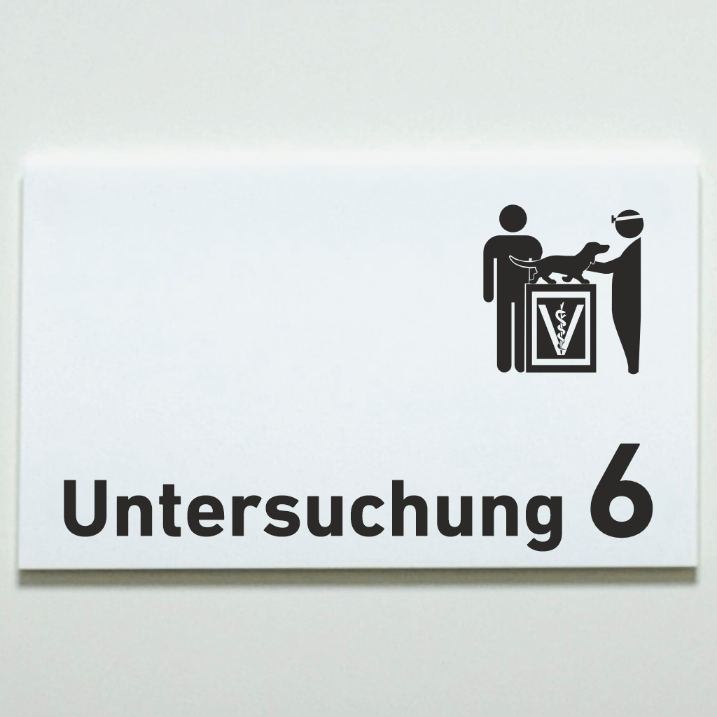 Untersuchung 1-9 mit Piktogramm Tierarzt Praxisschild Acrylglas-Folienaufkleber in 130 x 200 mm zum Kleben