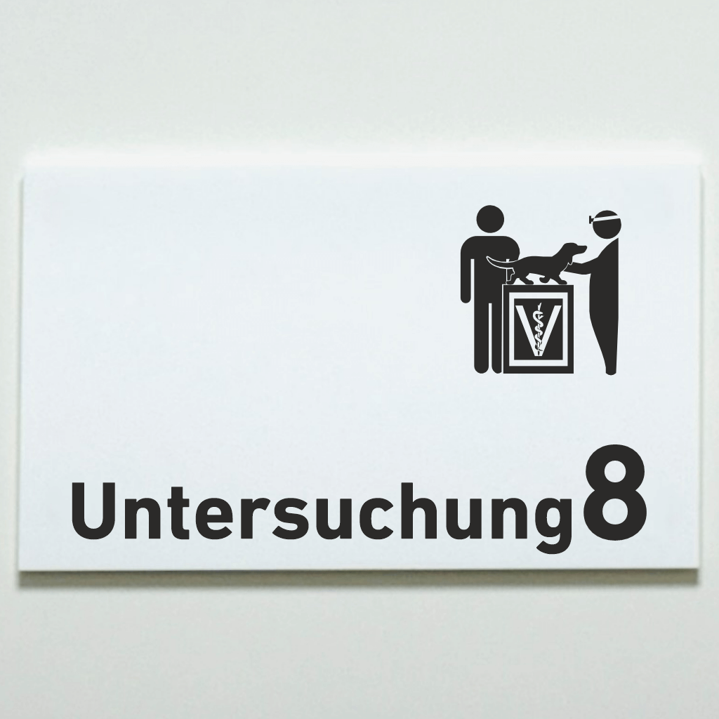 Untersuchung 1-9 mit Piktogramm Tierarzt Praxisschild Acrylglas-Folienaufkleber in 130 x 200 mm zum Kleben