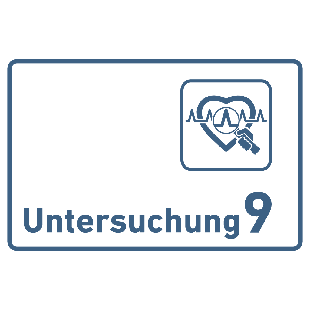 Untersuchung 1-9 mit Piktogramm Praxisschild Acrylglas-Folienaufkleber  in 130 x 200 mm zum Kleben