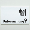 Untersuchung 1-9 mit-Piktogramm-Tierarzt -Praxisschild-Acrylglas-Folienaufkleber in 130 x 200 mm zum Kleben-Praxisschilder