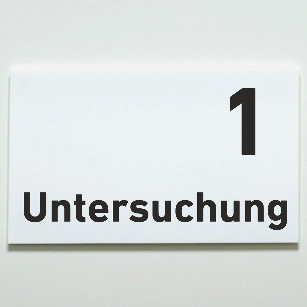 Untersuchung 1-9 Praxisschild Acrylglas-Folienaufkleber in 130 x 200 mm zum Kleben