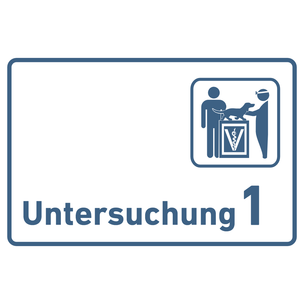 Untersuchung 1-9 mit Piktogramm Tierarzt Praxisschild Acrylglas-Folienaufkleber in 130 x 200 mm zum Kleben