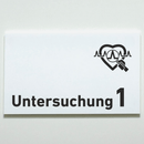 Untersuchung 1-9 mit-Piktogramm-Arzt-Praxisschild-Acrylglas-Folienaufkleber  in 130 x 200 mm zum Kleben-Praxisschilder