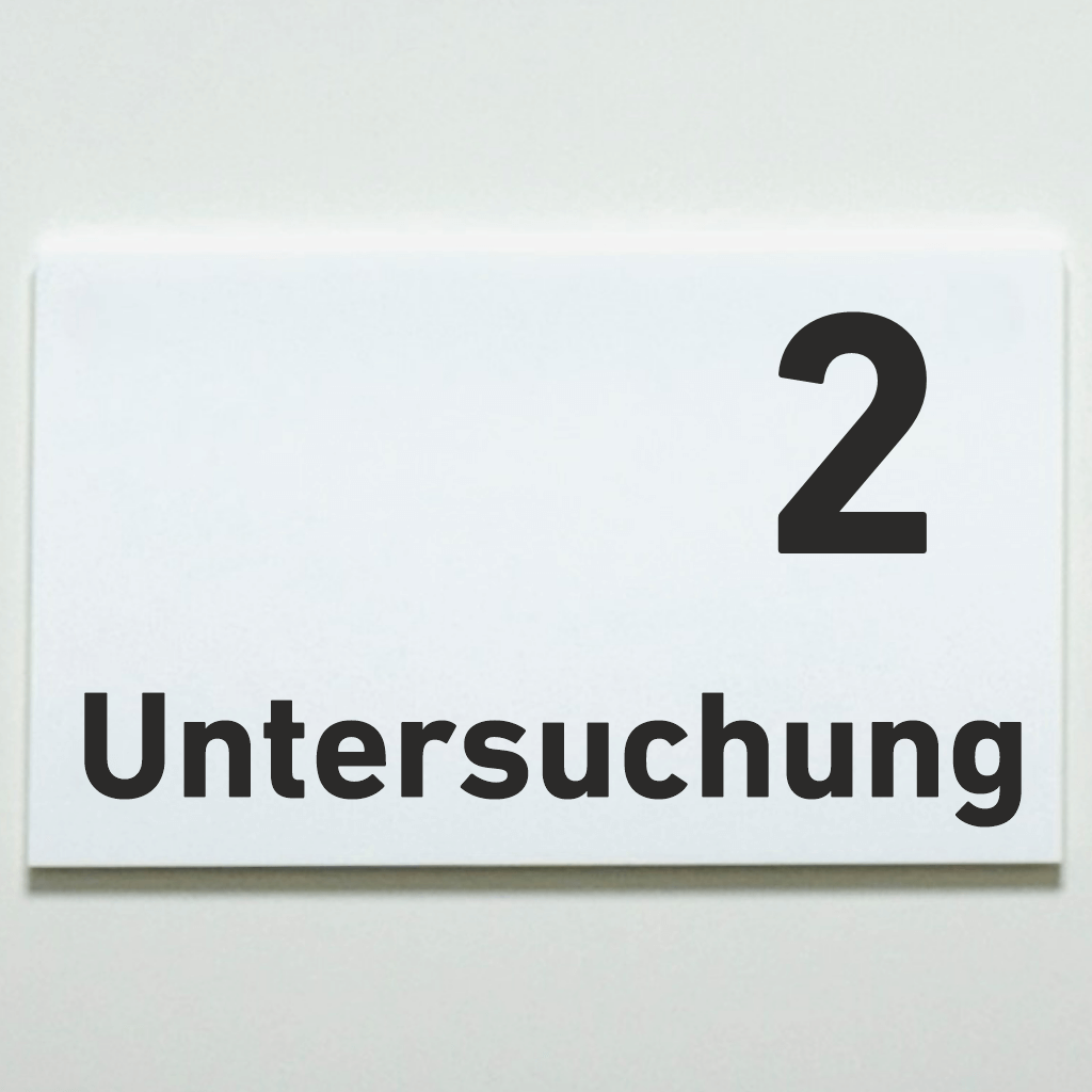 Untersuchung 1-9 Praxisschild Acrylglas-Folienaufkleber in 130 x 200 mm zum Kleben