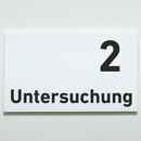Untersuchung 1-9-Praxisschild-Acrylglas-Folienaufkleber in 130 x 200 mm zum Kleben