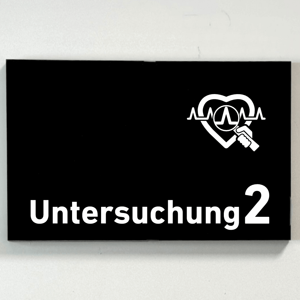 Untersuchung 1-9 mit Piktogramm Praxisschild Acrylglas-Folienaufkleber  in 130 x 200 mm zum Kleben