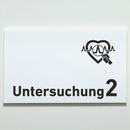 Untersuchung 1-9 mit-Piktogramm-Arzt-Praxisschild-Acrylglas-Folienaufkleber  in 130 x 200 mm zum Kleben-Praxisschilder