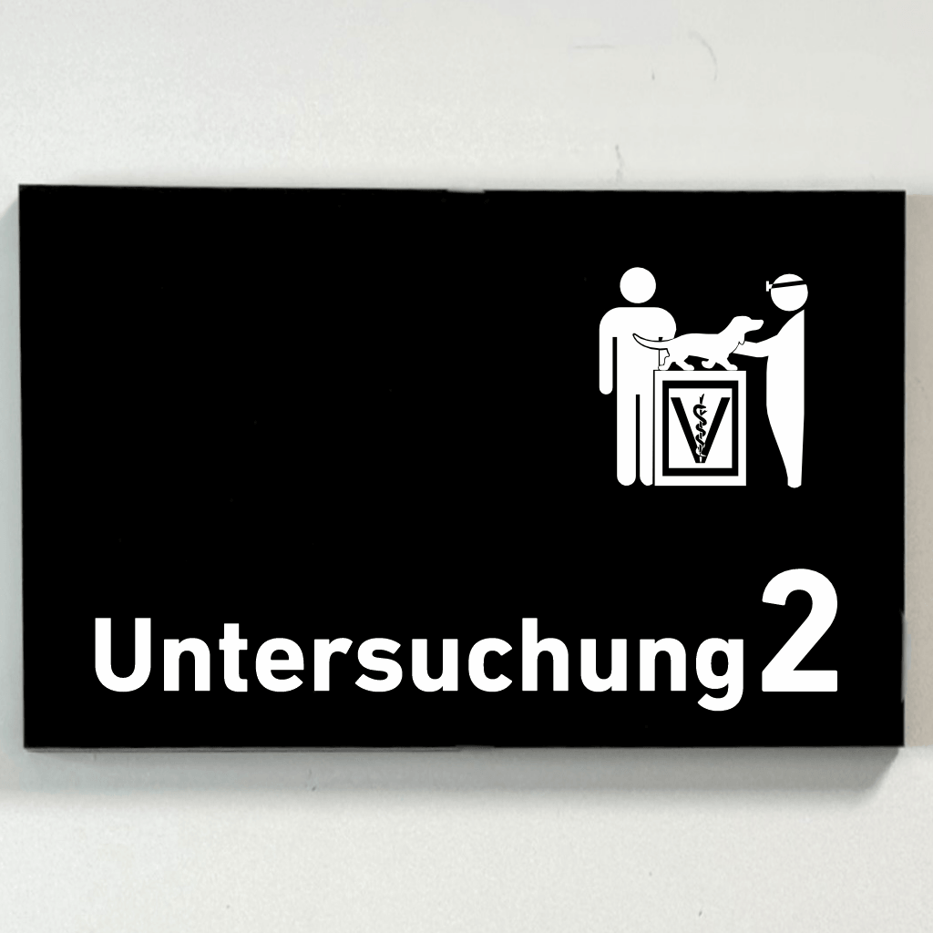 Untersuchung 1-9 mit Piktogramm Tierarzt Praxisschild Acrylglas-Folienaufkleber in 130 x 200 mm zum Kleben