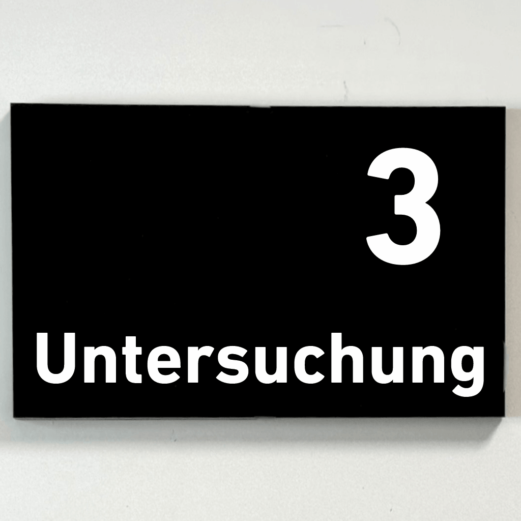 Untersuchung 1-9 Praxisschild Acrylglas-Folienaufkleber in 130 x 200 mm zum Kleben