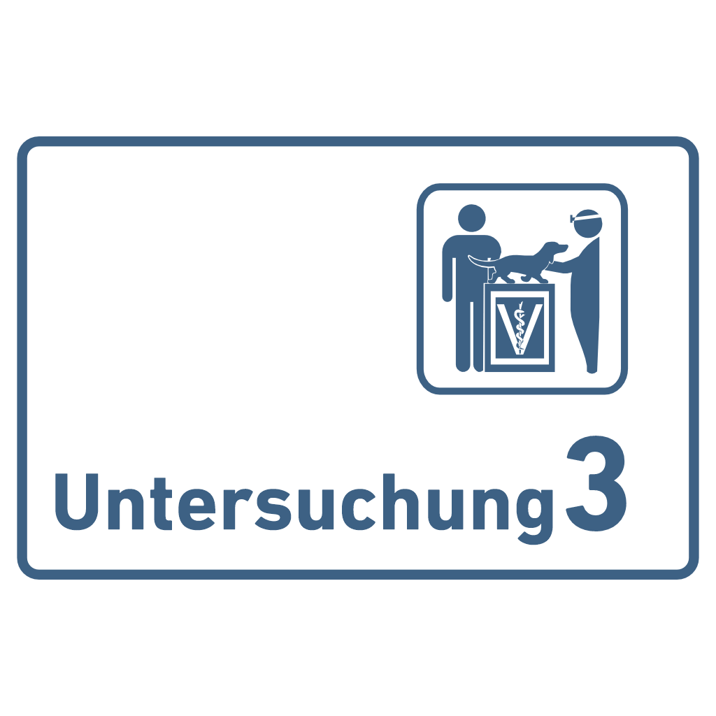 Untersuchung 1-9 mit Piktogramm Tierarzt Praxisschild Acrylglas-Folienaufkleber in 130 x 200 mm zum Kleben