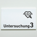 Untersuchung 1-9 mit-Piktogramm-Arzt-Praxisschild-Acrylglas-Folienaufkleber  in 130 x 200 mm zum Kleben-Praxisschilder