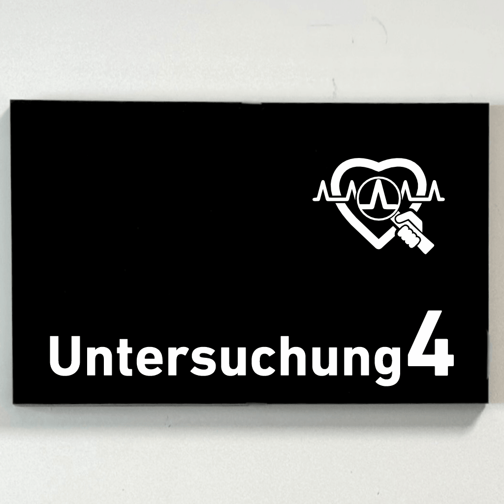 Untersuchung 1-9 mit Piktogramm Praxisschild Acrylglas-Folienaufkleber  in 130 x 200 mm zum Kleben
