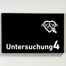 Untersuchung 1-9 mit-Piktogramm-Arzt-Praxisschild-Acrylglas-Folienaufkleber  in 130 x 200 mm zum Kleben-Praxisschilder