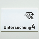 Untersuchung 1-9 mit-Piktogramm-Arzt-Praxisschild-Acrylglas-Folienaufkleber  in 130 x 200 mm zum Kleben-Praxisschilder
