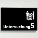 Untersuchung 1-9 mit-Piktogramm-Tierarzt -Praxisschild-Acrylglas-Folienaufkleber in 130 x 200 mm zum Kleben-Praxisschilder