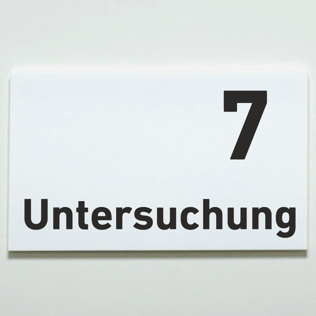 Untersuchung 1-9 Praxisschild Acrylglas-Folienaufkleber in 130 x 200 mm zum Kleben