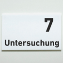 Untersuchung 1-9-Praxisschild-Acrylglas-Folienaufkleber in 130 x 200 mm zum Kleben
