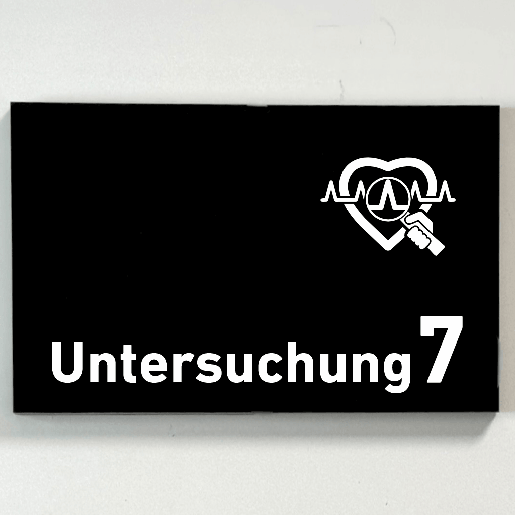 Untersuchung 1-9 mit Piktogramm Praxisschild Acrylglas-Folienaufkleber  in 130 x 200 mm zum Kleben