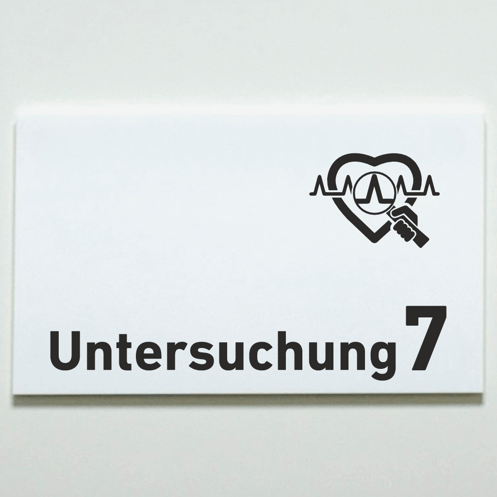 Untersuchung 1-9 mit Piktogramm Praxisschild Acrylglas-Folienaufkleber  in 130 x 200 mm zum Kleben