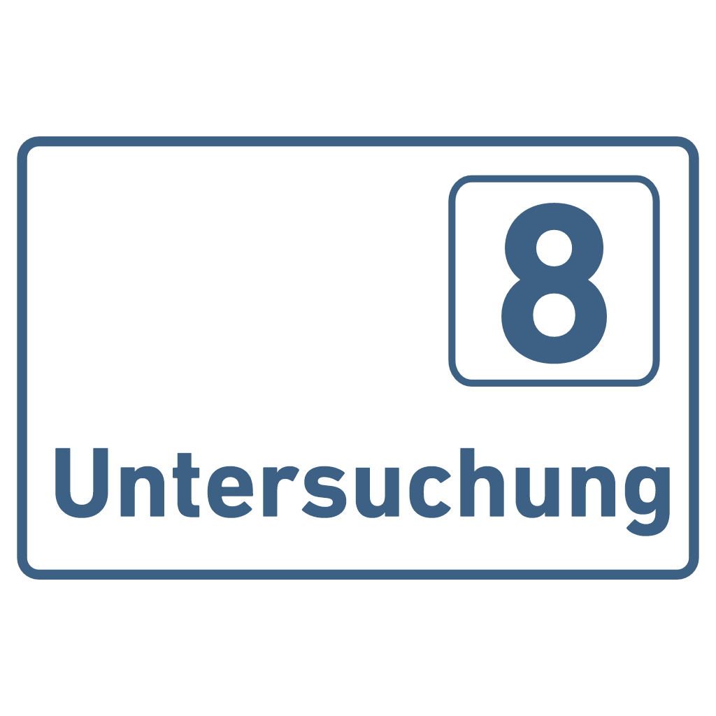 Untersuchung 1-9 Praxisschild Acrylglas-Folienaufkleber in 130 x 200 mm zum Kleben