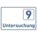 Untersuchung 1-9-Praxisschild-Acrylglas-Folienaufkleber in 130 x 200 mm zum Kleben