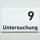 Untersuchung 1-9-Praxisschild-Acrylglas-Folienaufkleber in 130 x 200 mm zum Kleben