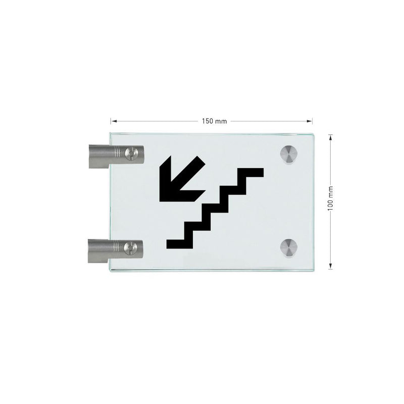 Fahnenschild Ausgang nur Piktogramm, 2 Scheiben mit Glasverbinder 2