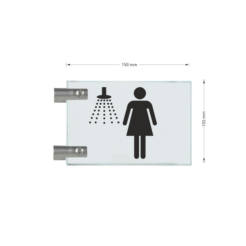 Fahnenschilder Piktogramm Dusche Damen, 1 Scheibe bedruckt 1