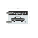 Fahnenschilder Tiefgarage mit Balken, 2 Scheiben mit Glasverbinder 1