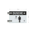 Fahnenschilder Dusche Herren mit Balken, 2 Scheiben mit 1