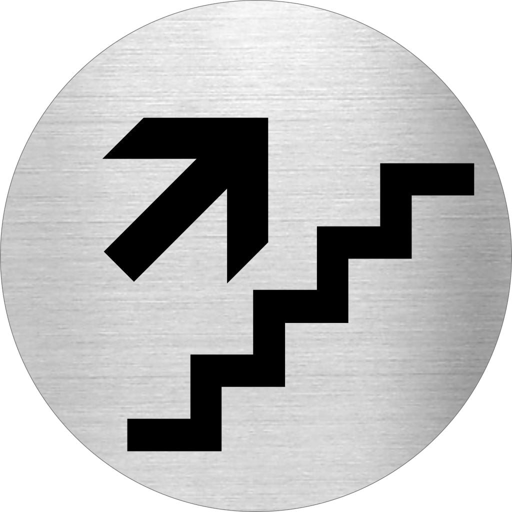 Piktogramm Treppe aufwärts Edelstahl Piktogramme Treppe aufwärts online-tuerschilder.com Ø 60mm 