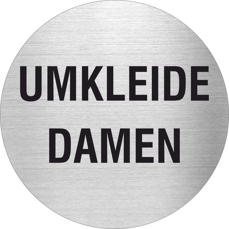 Piktogramm Umkleide Damen Text Edelstahl Piktogramme Umkleide Damen Text  Ø 60mm 