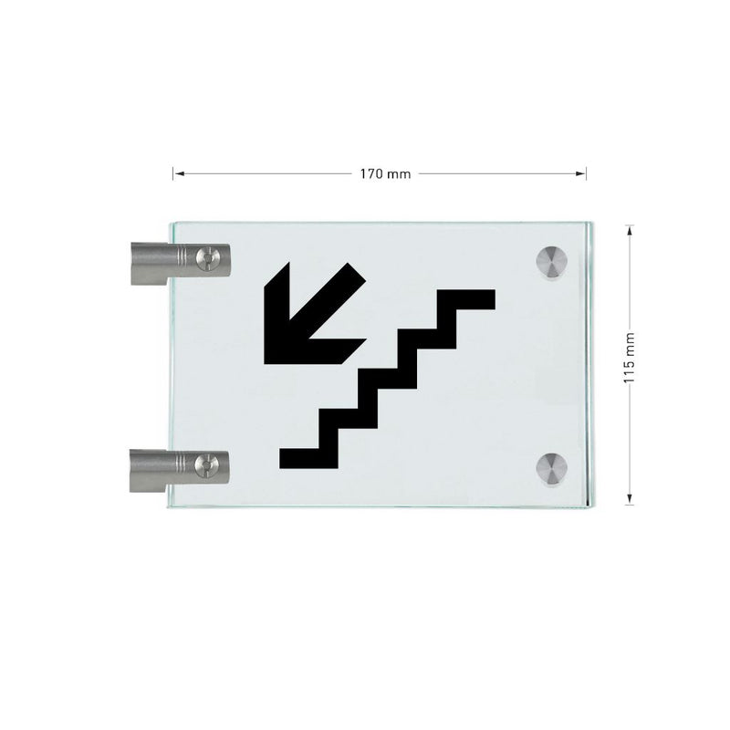 Fahnenschild Ausgang nur Piktogramm, 2 Scheiben mit Glasverbinder 3