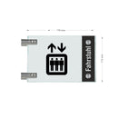 Fahnenschild Fahrstuhl mit Balken, 2 Scheiben mit Glasverbinder 5