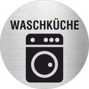 Piktogramm Waschküche aus Edelstahl Piktogramme Waschküche online-tuerschilder.com Ø 60mm 