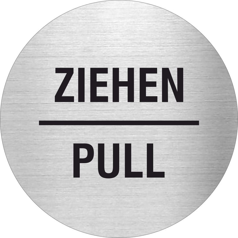 Piktogramm Ziehen / Pull aus Edelstahl Piktogramme Ziehen / Pull online-tuerschilder.com Ø 60mm 