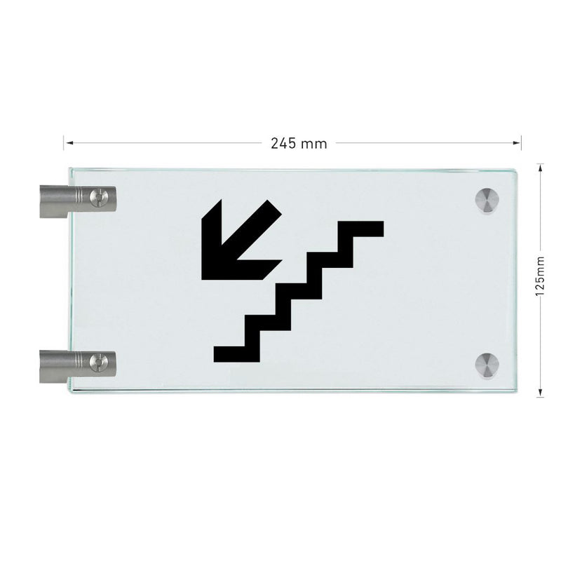 Fahnenschild Ausgang nur Piktogramm, 2 Scheiben mit Glasverbinder 4