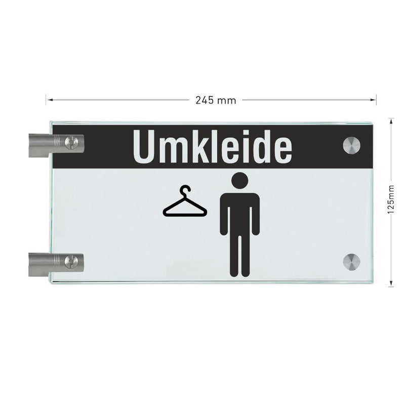 Fahnenschilder Umkleide Herren mit Balken, 2 Scheiben mit 5