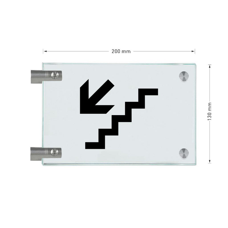 Fahnenschild Ausgang nur Piktogramm, 2 Scheiben mit Glasverbinder 5